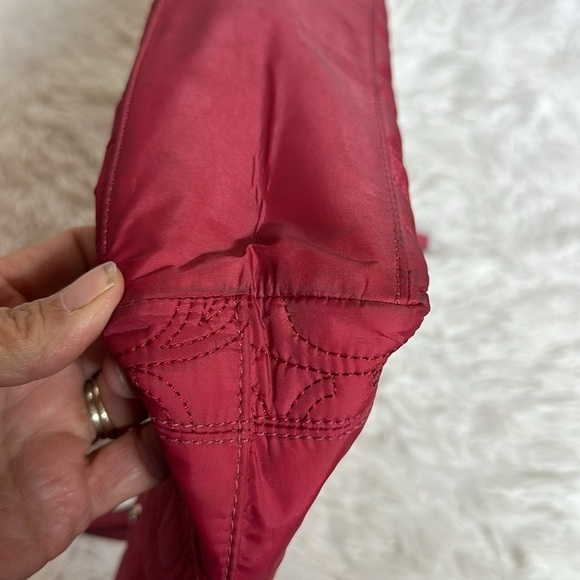 COACH WOMEN'S PINK QUILTED STITCH SIGNATURE NYLON/LEATHER TOTE/SHOULDER BAG - Picture 4 of 12